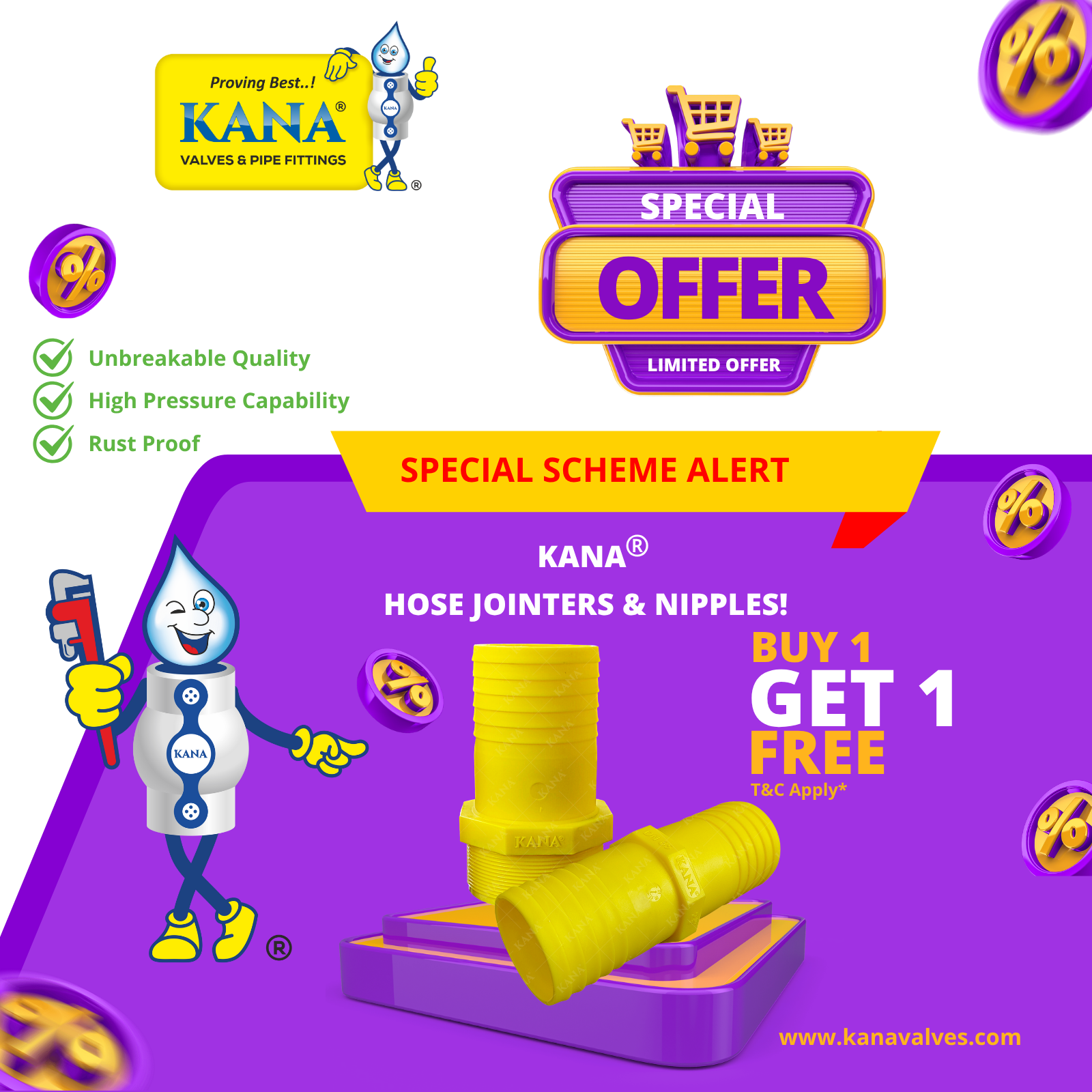 Seal the Deal with KANA Unbreakable Hose Nipple & Hose Jointers.
